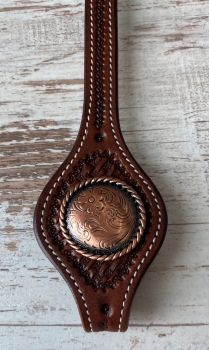 Rope Edge Western Engraved Concho copper 1 1/2